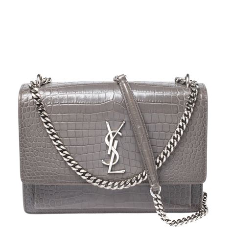 ysl sunset bag grey|ysl sunset bag crocodile.